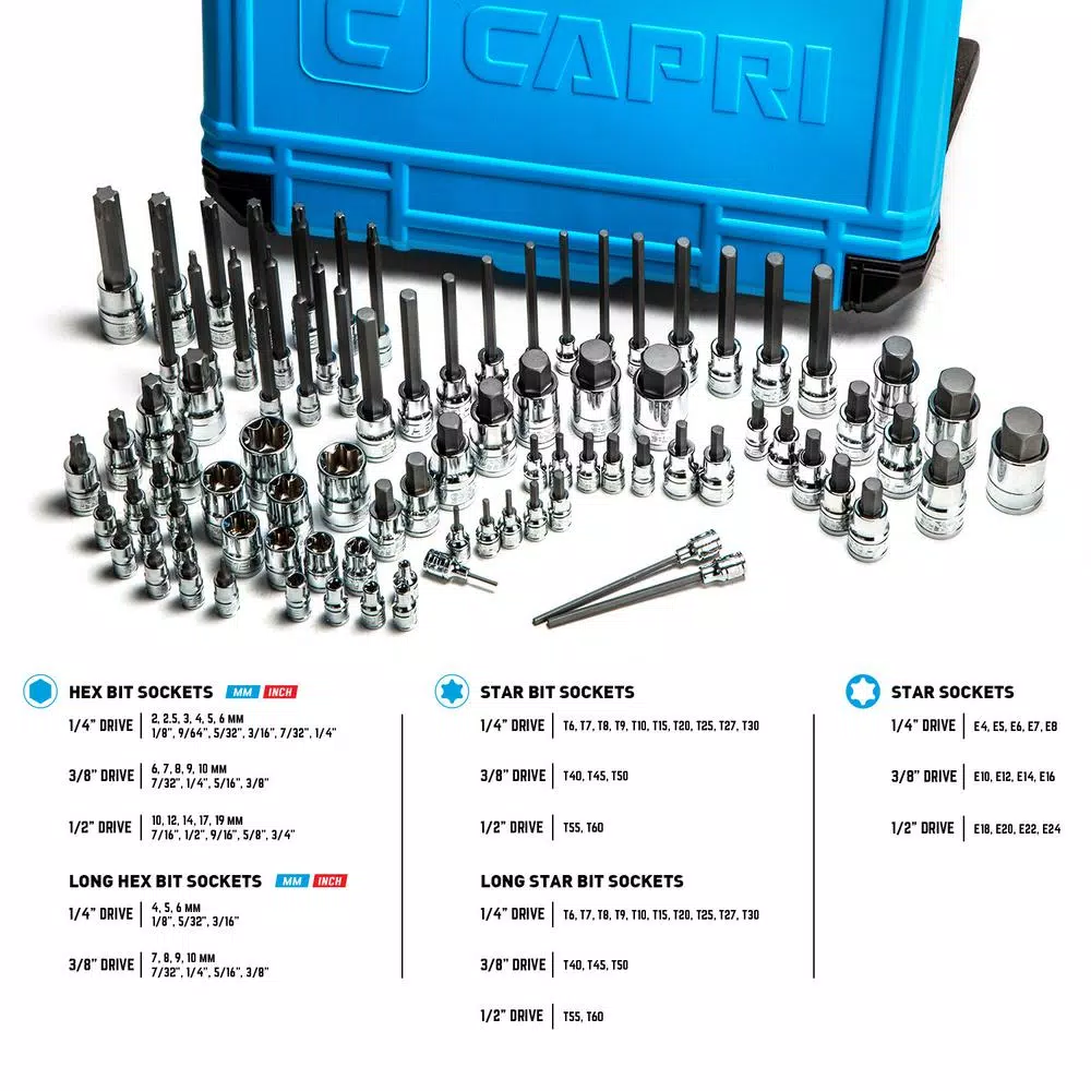 Capri Tools 88-Piece Master Bit Socket Set - S2 Steel & Chrome Vanadium