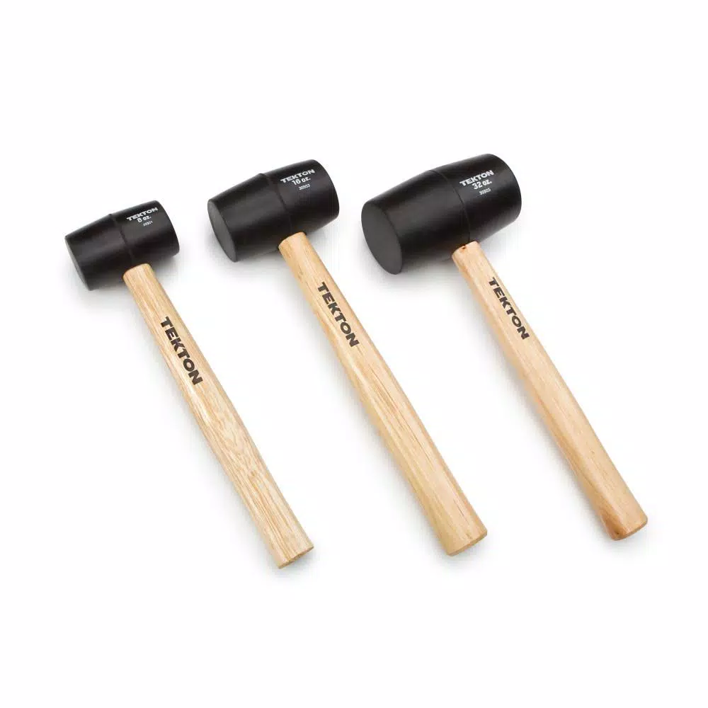 TEKTON 3-Piece Wood Handle Rubber Mallet Set (8, 16, 32 oz.)