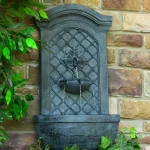 Sunnydaze Decor Rosette Resin Solar Outdoor Wall Fountain with Battery Backup and Lead Finish thumbnail 4