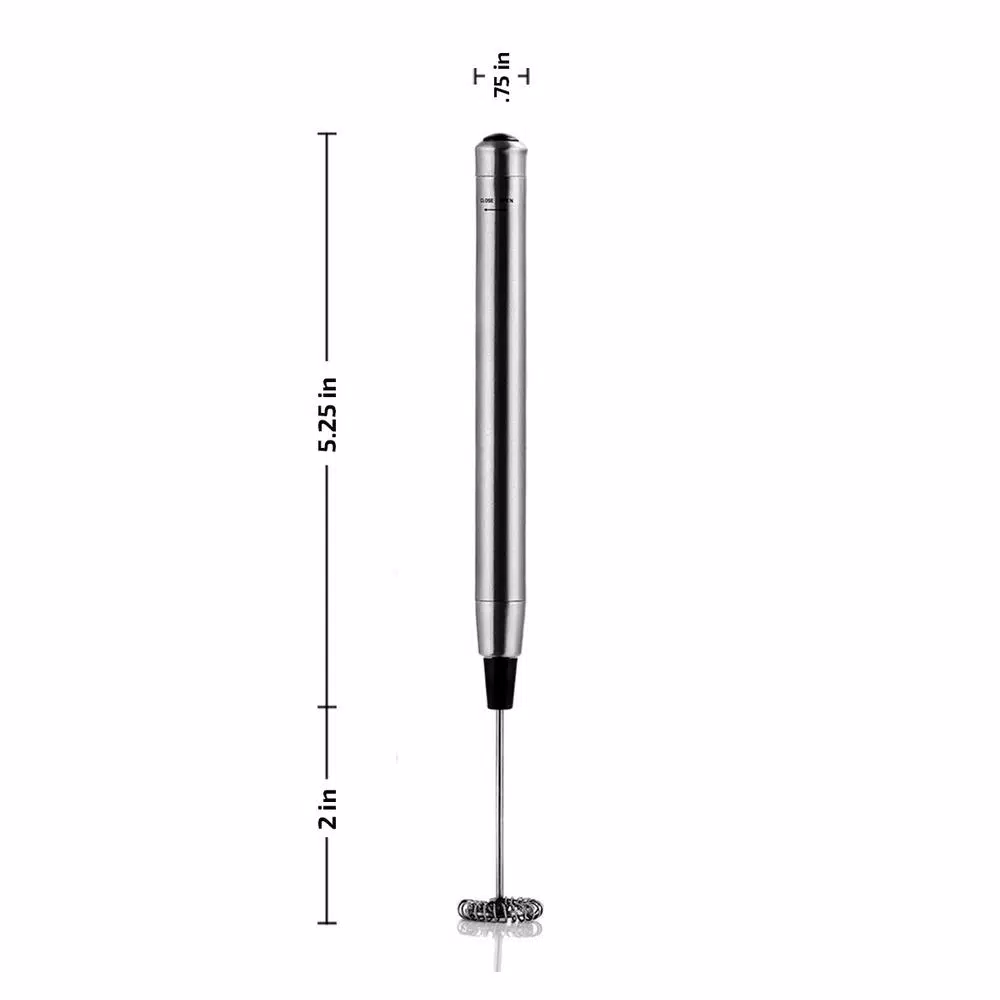 Ovente Electric Stainless Steel Milk Frother, Handheld Battery Operated Coffee Whisk, Silver (FRS1010S)