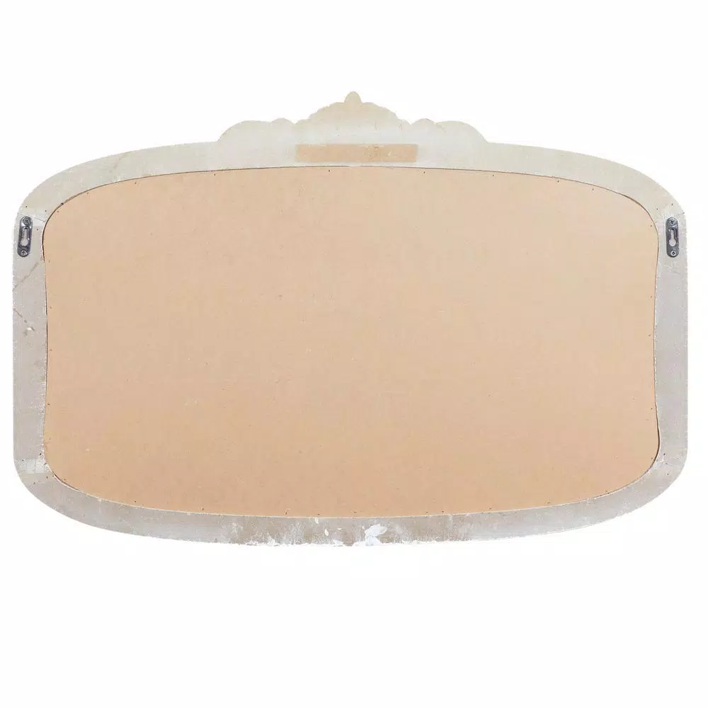 LITTON LANE Shabby Chic 28 in. Wooden Chalkboard Memo Board with Distressed Ivory Frame and Trinket Tray