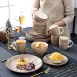 vancasso Bella 16-Piece Porcelain Dinnerware Set, Vintage Creme Beige Service for 4 thumbnail 7