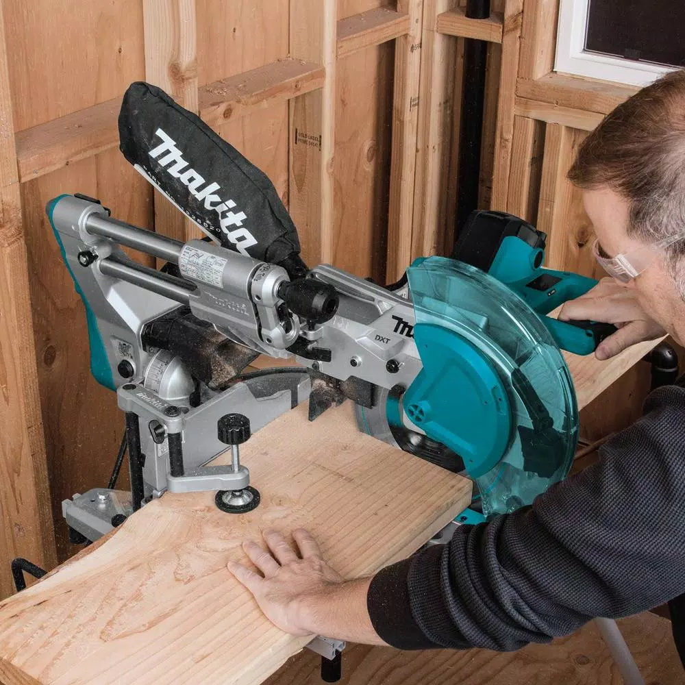 Makita 10 in. 15 Amp Dual-Bevel Sliding Compound Miter Saw with Laser and Folding Stand Kit