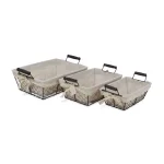 Cheungs Beige Metal Wire Decorative Tray Set of 3 with Fabric Liners - Farmhouse Style thumbnail 4