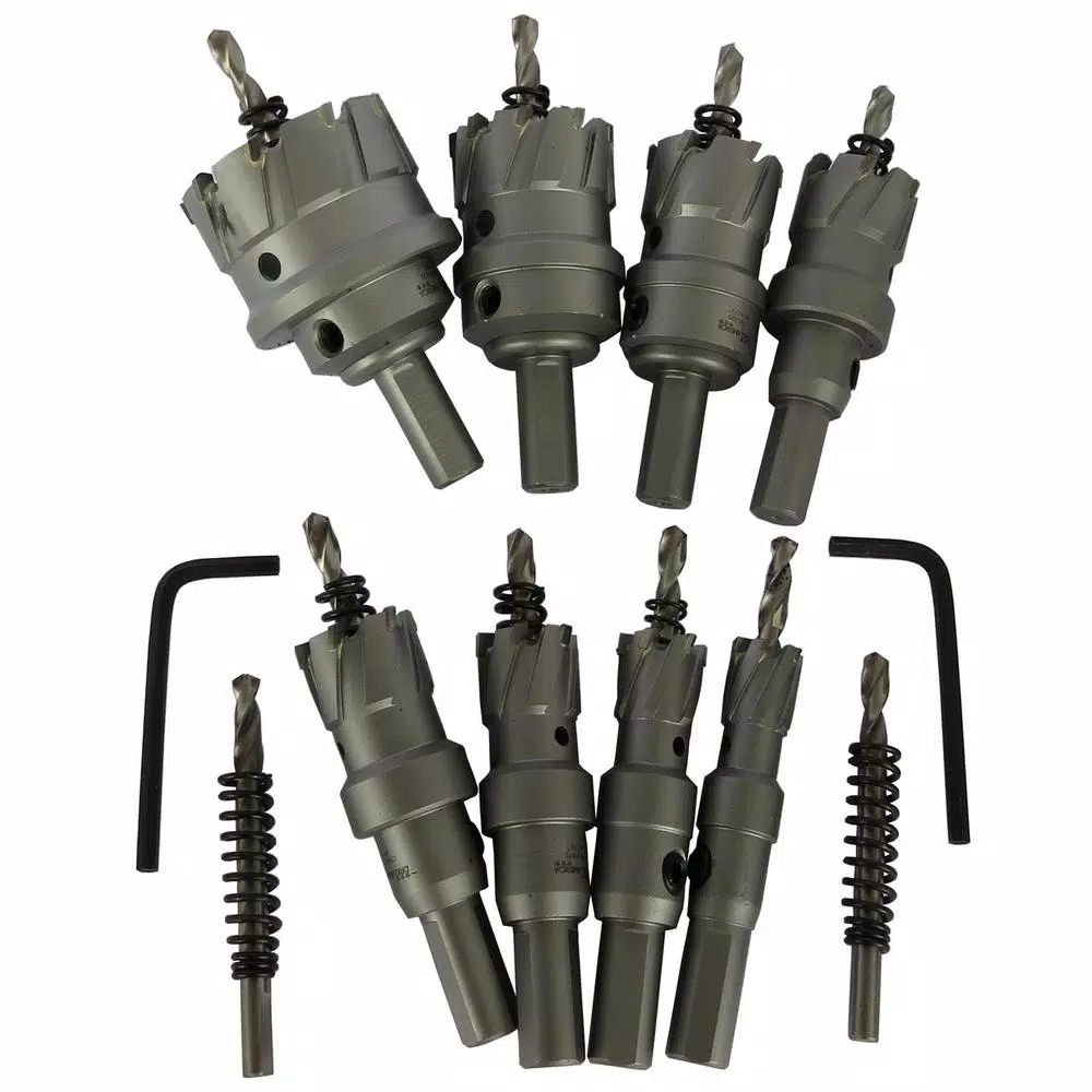 Drill America 8-Piece Carbide Tipped Hole Cutter Set, 1 in. Depth of Cut