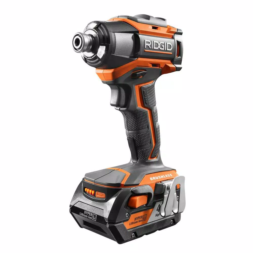 RIDGID 18V Brushless Hammer Drill & Impact Driver Combo Kit with (4) Lithium-Ion Batteries