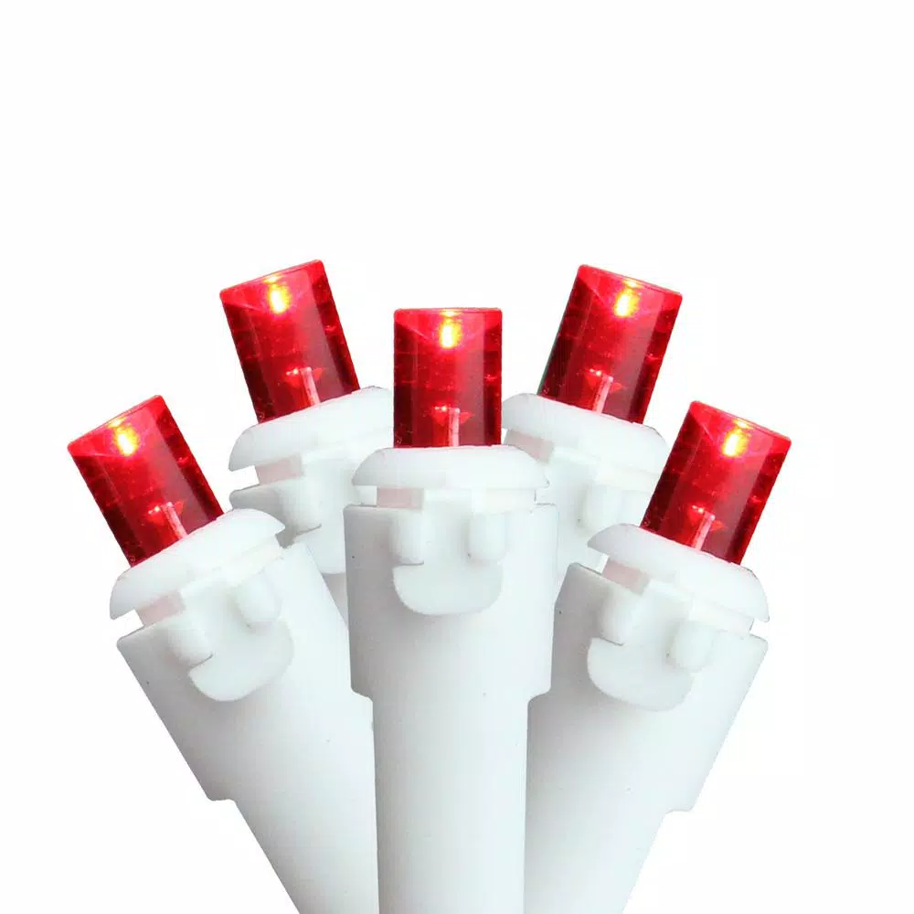 Sienna 60-Count Red LED Wide Angle Christmas Lights with White Wire, 21 ft. Total Length