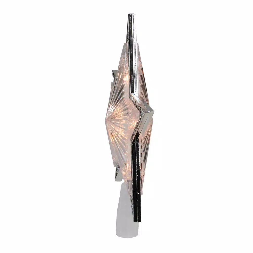 Northlight 9 in. Silver and Clear Crystal 5-Point Star Christmas Tree Topper, Prelit