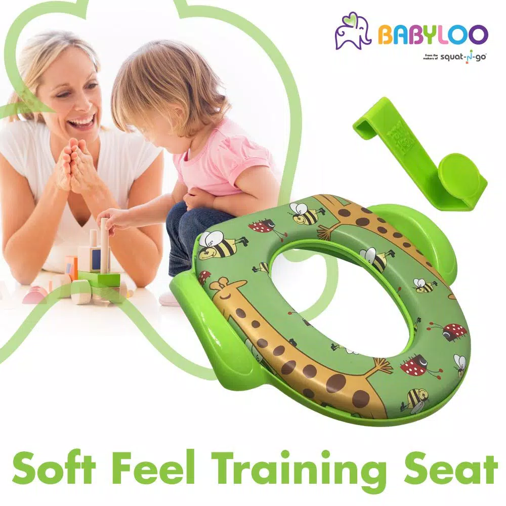 Babyloo Animal Design Children's Soft Cushion Toilet Seat with Handles - Green