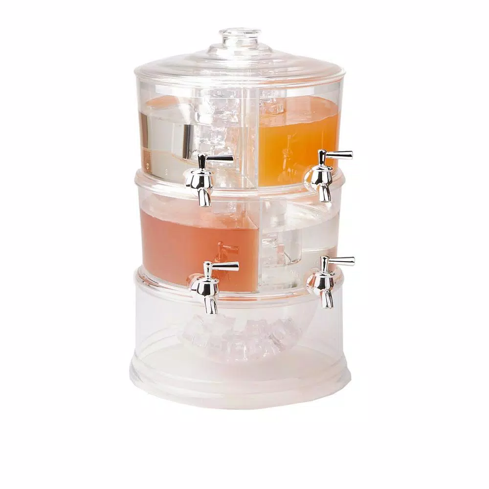 Mind Reader 2-Tier Stackable Beverage Dispenser, 4-Compartment 2-Gallon Drink Holder with Ice Compartments