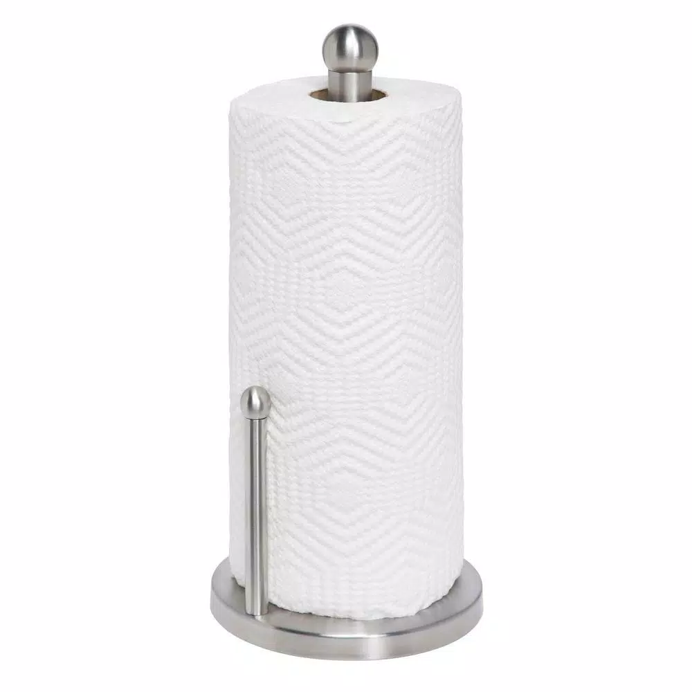 Honey-Can-Do Satin Finish Stainless Steel Paper Towel Holder - Freestanding Countertop Design