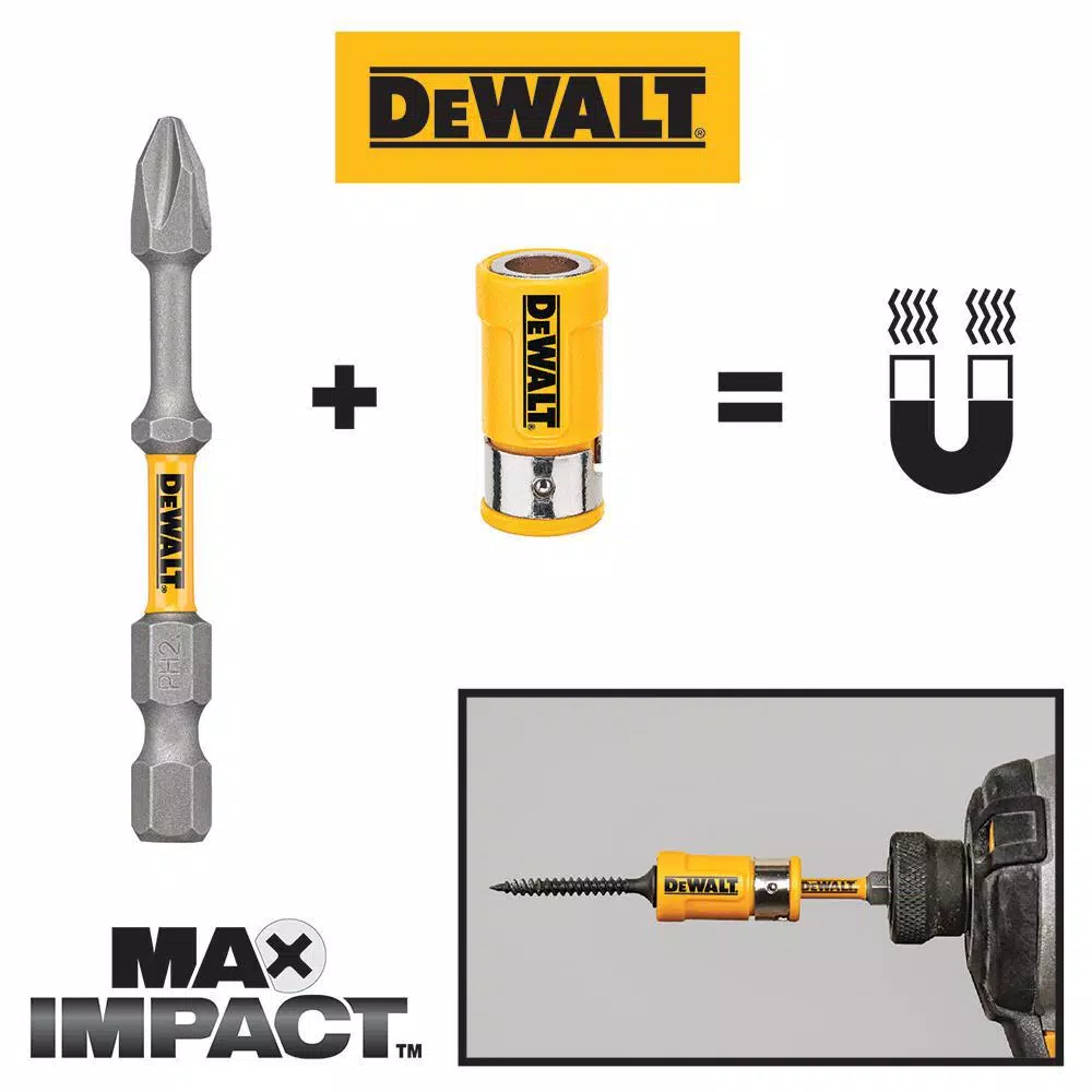 DEWALT Max Impact 2.5 in. #2 Square Bits, 15-Piece Set with Storage Case and 6 in. Bit Holder