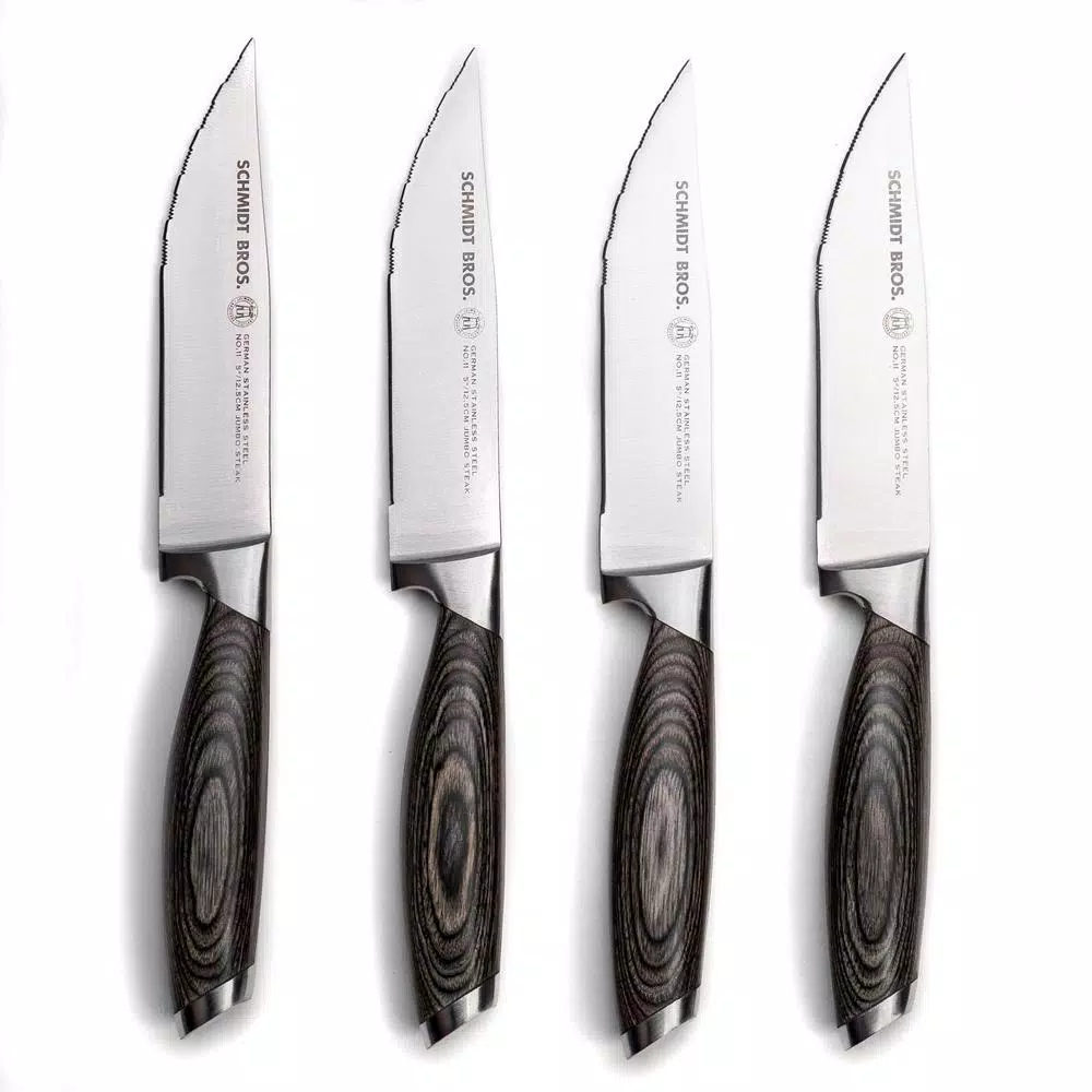 SCHMIDT BROS. Schmidt Brothers 4-Piece Bonded Ash Jumbo Steak Knife Set with Wood Gift Box