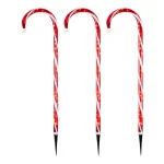 Home Accents Holiday 4 ft. Lighted Candy Cane Pathway Stakes, Set of 3, Red and White Incandescent Lights thumbnail 1