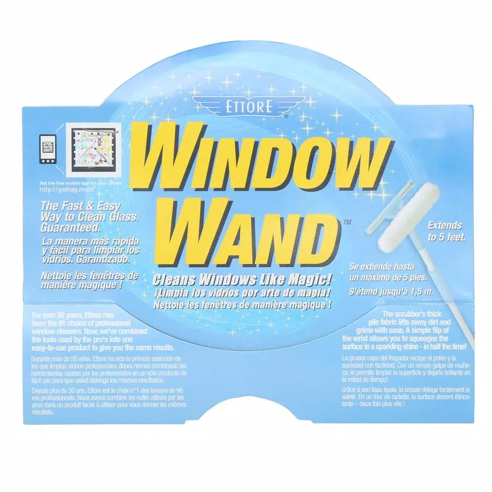 Ettore Squeegee and Scrubber Combo Window Wand with 5 ft. Extension Pole