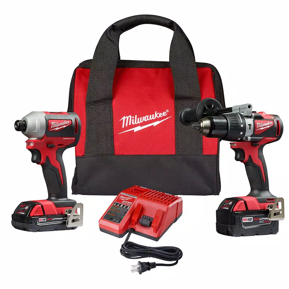Milwaukee M18 FUEL 3-Tool Combo Kit: Brushless Hammer Drill, Impact Driver & Impact Wrench with 4 Batteries