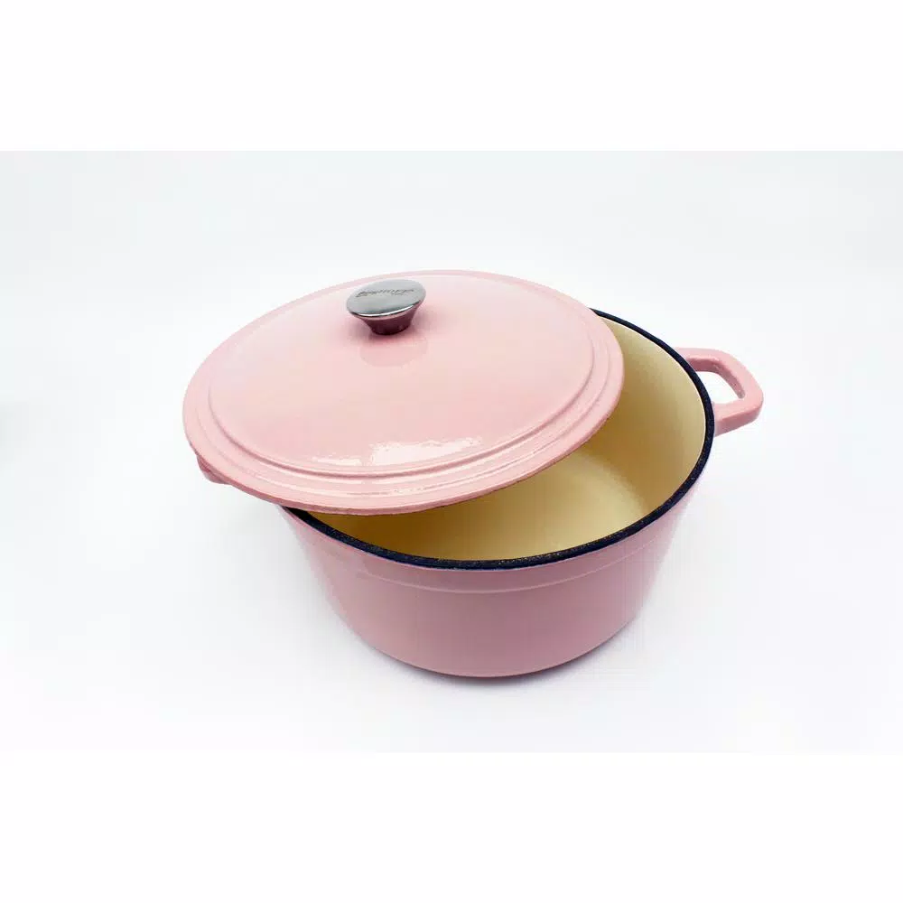 BergHOFF Neo 7 qt. Round Cast Iron Casserole Dish with Lid, Pink