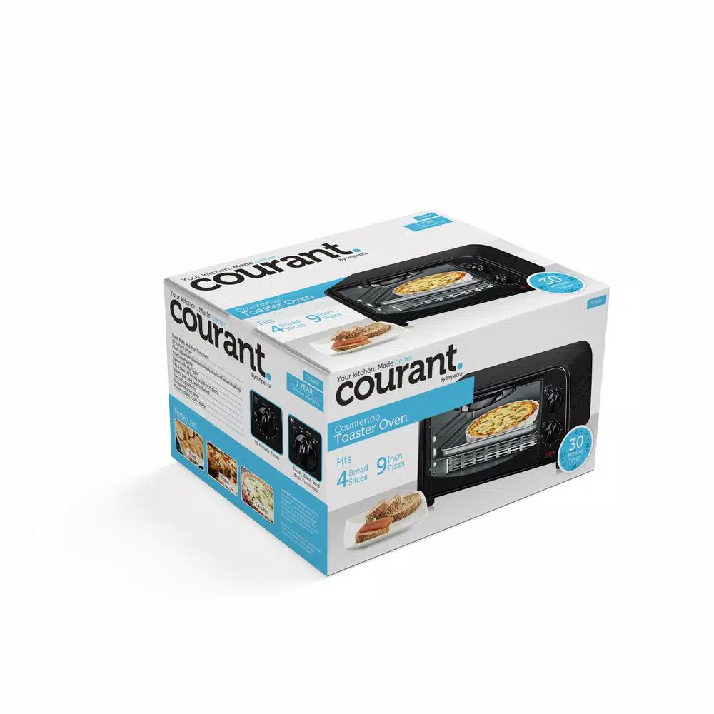 Courant 4-Slice Countertop Toaster Oven with Bake and Broil Functions, Black
