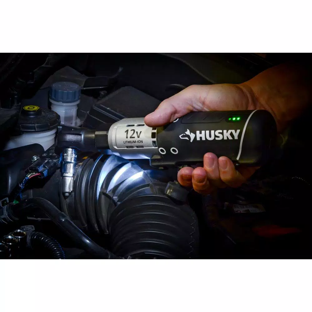 Husky 3/8 in. Drive 12V Cordless Ratchet with Lithium-Ion Battery and Charger