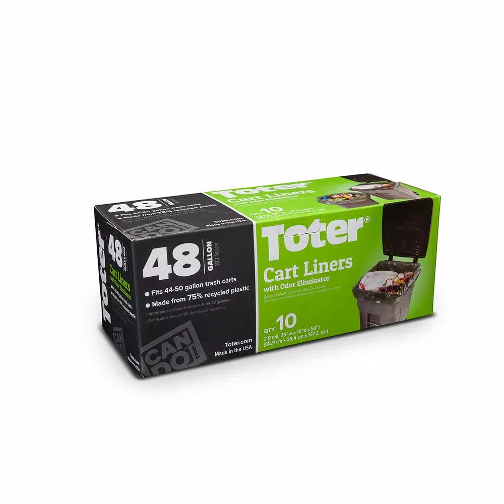 Toter 48 Gallon Trash Can Liners, 2 Mil Thick, 80 Count Case
