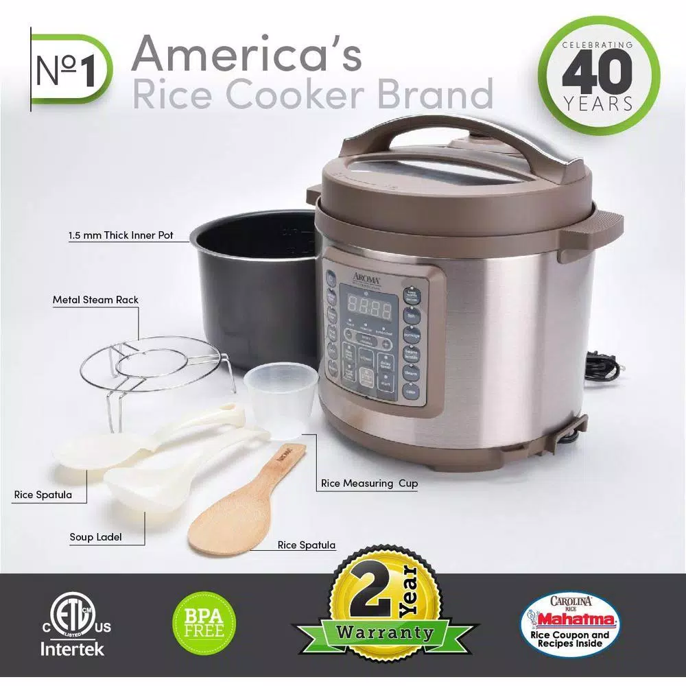 AROMA 4 Qt. Brown Electric Multi-Cooker Pressure Cooker with Aluminum Inner Pot