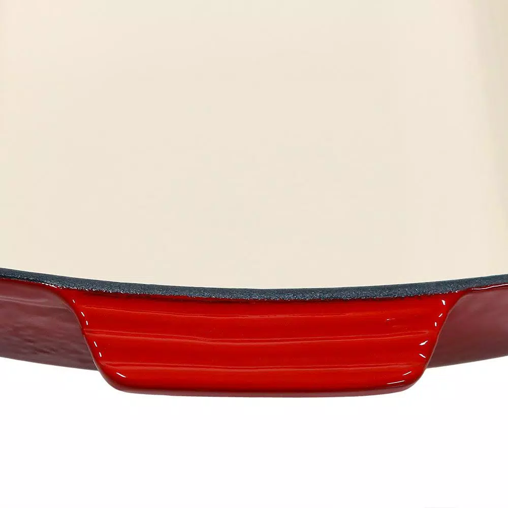 Sunnydaze Decor Red Enamel Cast Iron Deep Baking Dish and Roaster Pan, 2.85 Quart