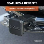 CURT 2" Rubber Trailer Hitch Receiver Tube Cover, Black thumbnail 2