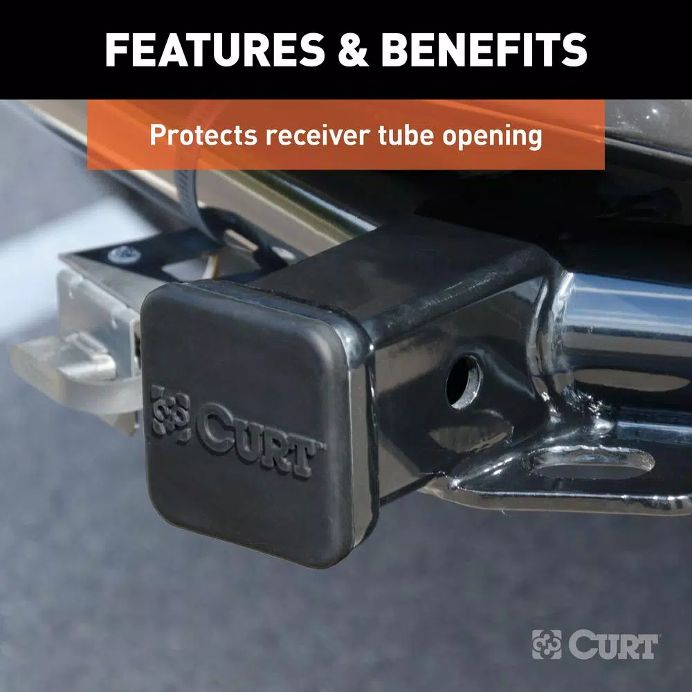 CURT 2" Rubber Trailer Hitch Receiver Tube Cover, Black