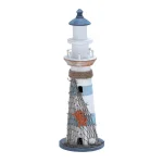 LITTON LANE 16 in. Coastal Living White Wooden Lighthouse Sculpture with Aquamarine Cap thumbnail 2