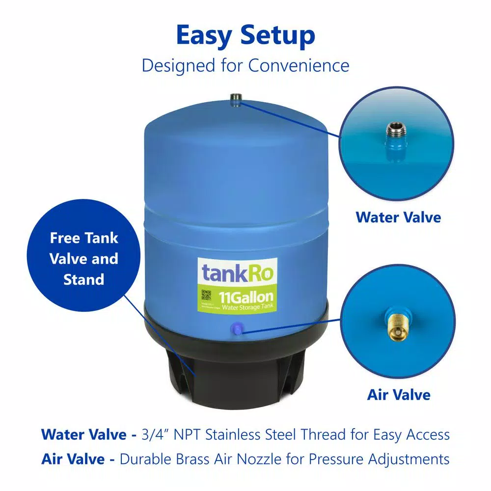 Express Water 11 Gallon Reverse Osmosis Storage Pressure Tank - 8 Gallon Capacity RO Water Filtration Expansion Tank