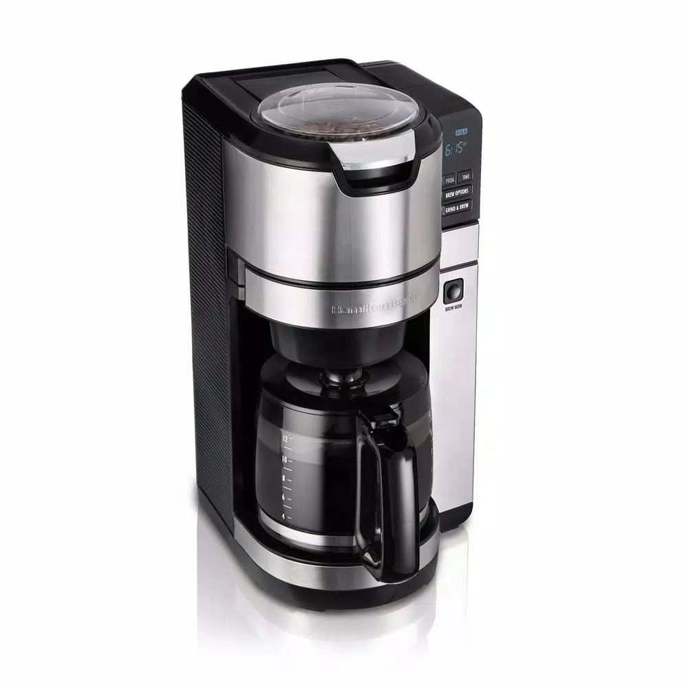 Hamilton Beach 12-Cup Programmable Grind and Brew Coffee Maker, Black