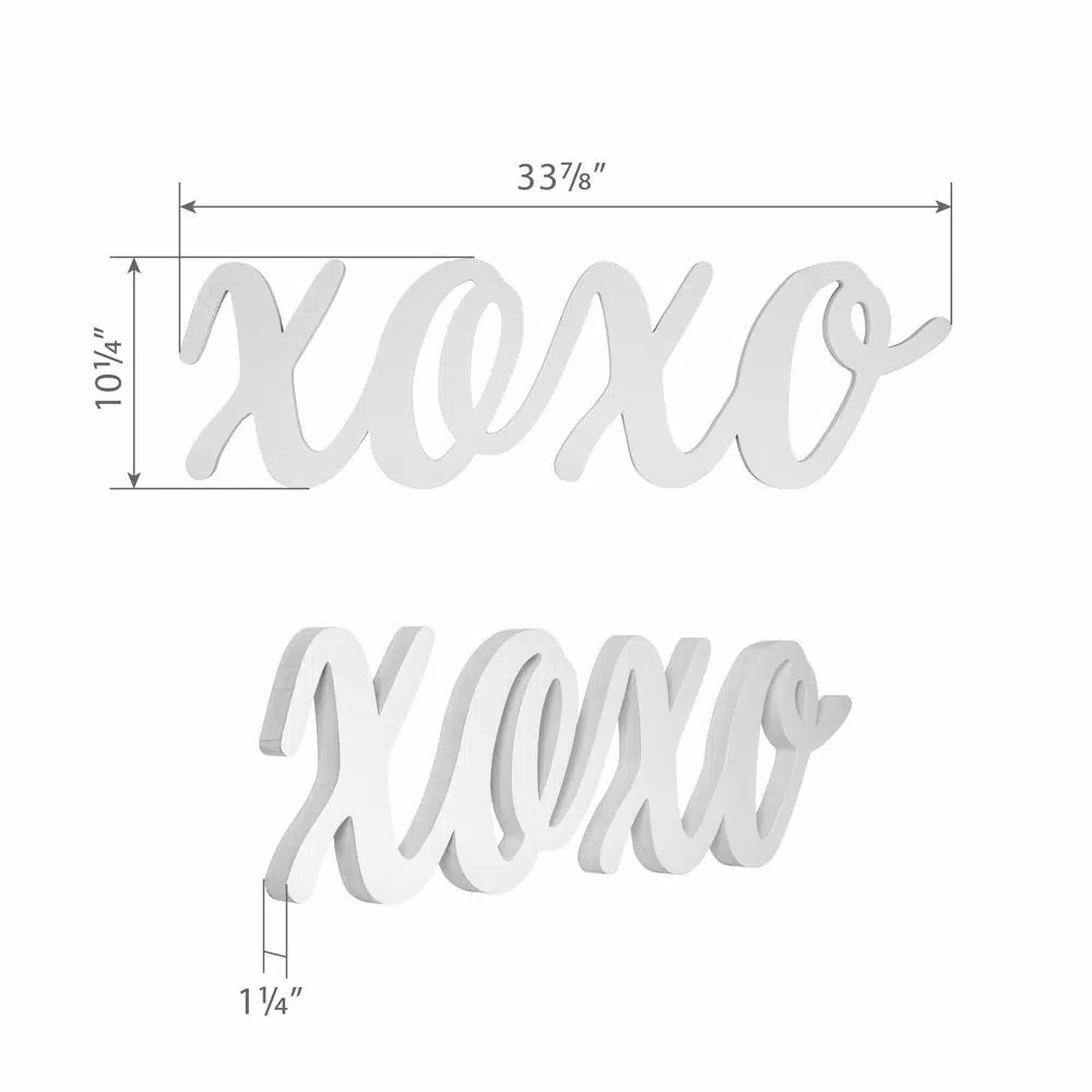 Pinnacle Script XOXO White Wood Decorative Sign - Large Handcrafted Farmhouse Wall Decor