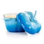MegaChef 3 Qt. Pepper Shaped Enameled Cast Iron Casserole Dish, Blue thumbnail 2