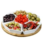 Elama Signature Collection Lazy Susan Appetizer and Condiment Server Set, 7-Piece Stoneware thumbnail 3