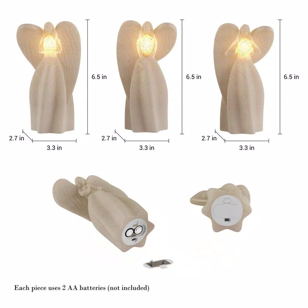 Lavish Home Angel LED Flameless Candle Set of 3 - Real Wax with Remote