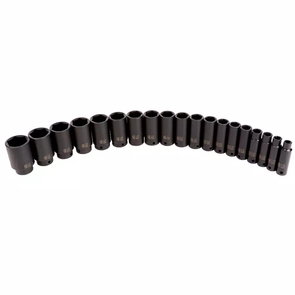 SUNEX TOOLS Sunex 2641 1/2 in. Drive Deep SAE Impact Socket Set, 19-Piece