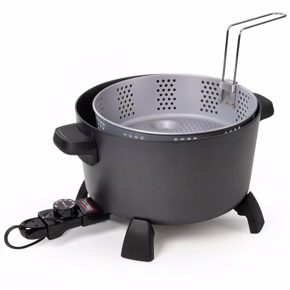 Presto 10 Qt. Black Kitchen Kettle XL Multi-Cooker and Deep Fryer with Tempered Glass Cover