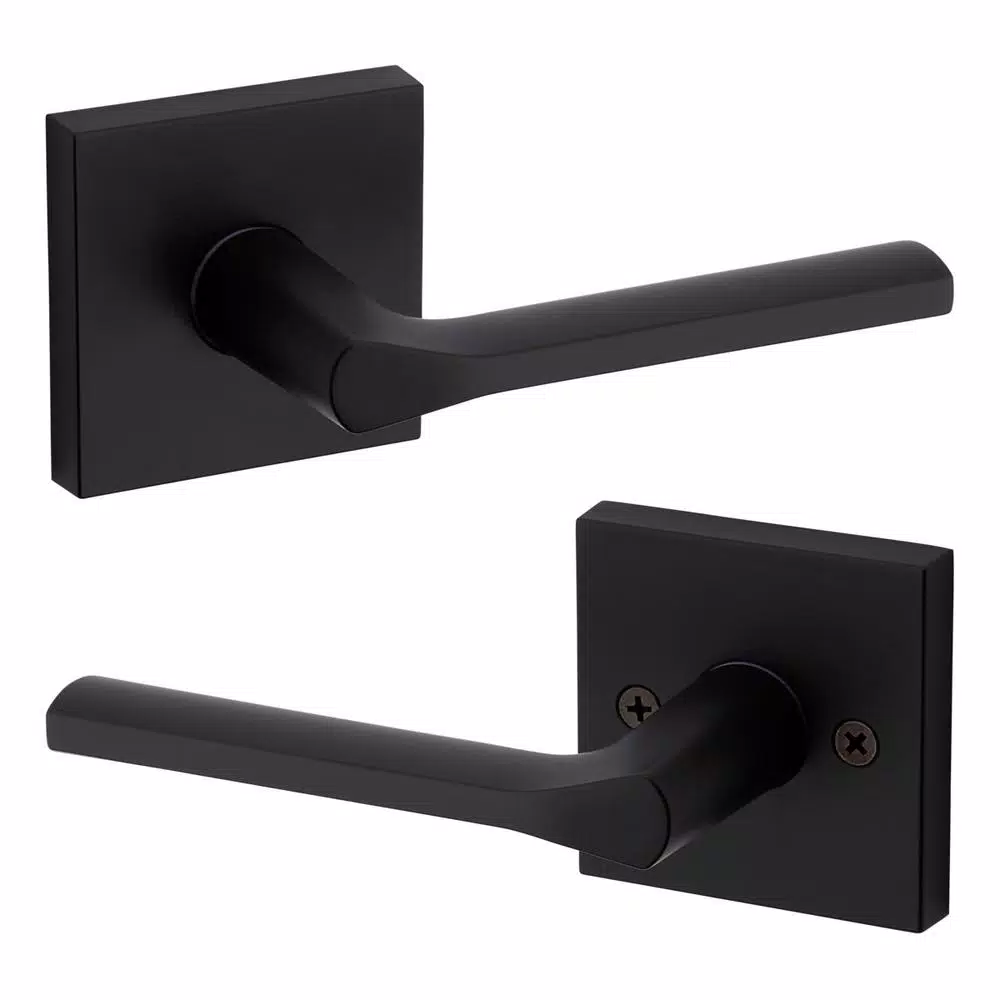 Kwikset Lisbon Square Matte Black Half-Dummy Door Lever