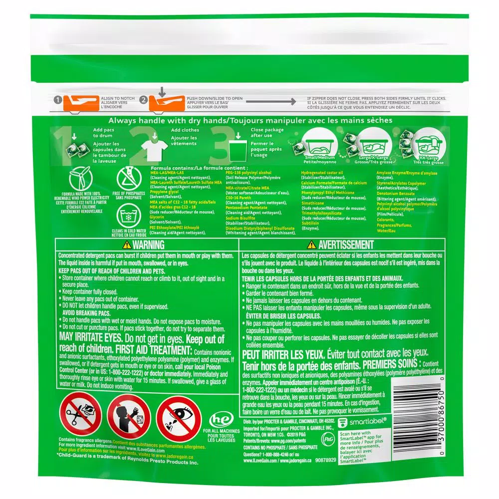 Gain Original Scent Laundry Detergent Pods, 16-Count (6-Pack)