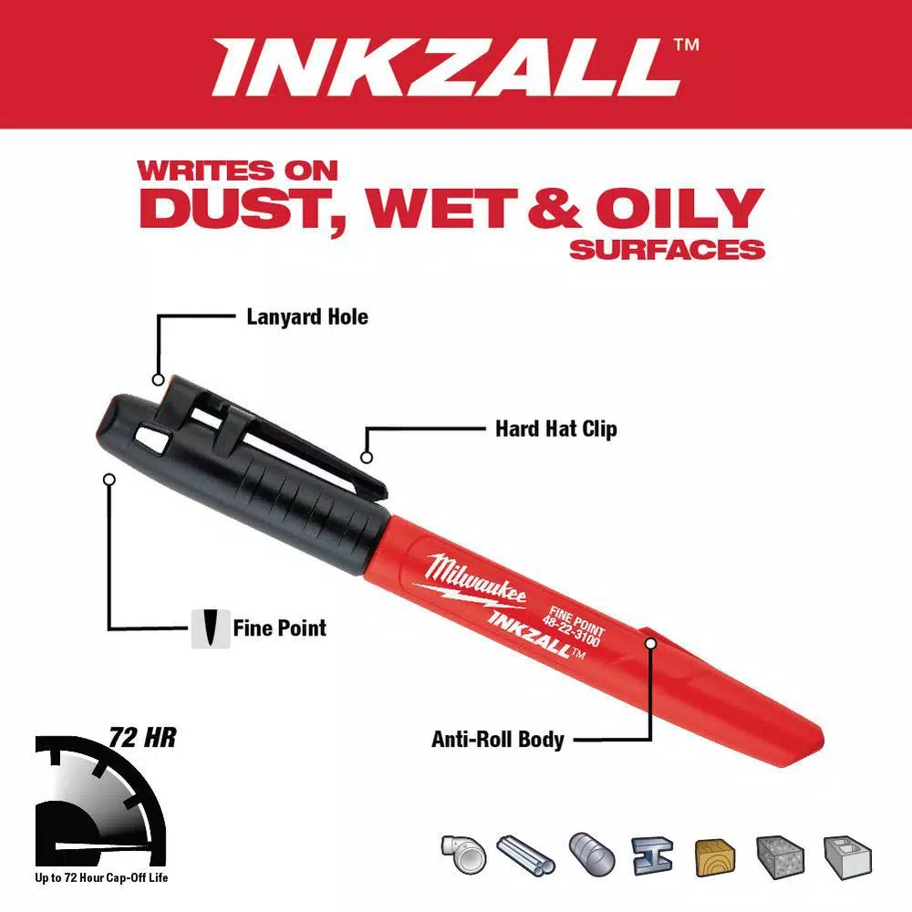 Milwaukee M18 18V Lithium-Ion Cordless Jobsite Radio with INKZALL Marker