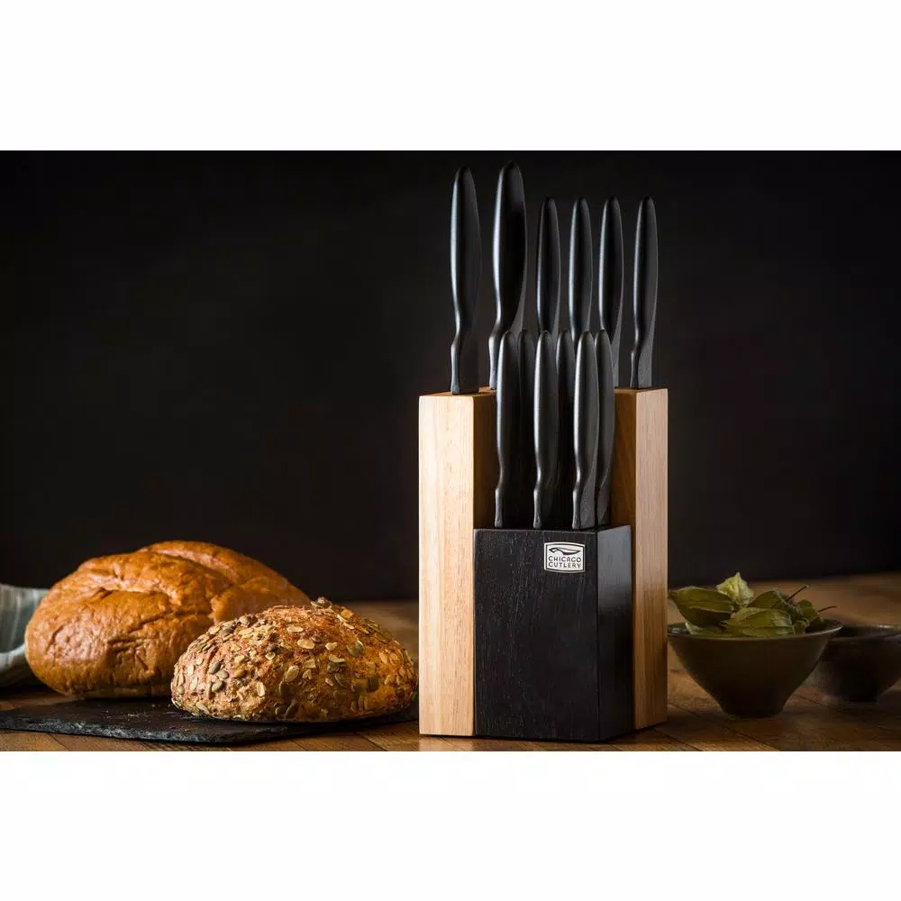 Chicago Cutlery ProHold 14-Piece Coated Knife Set with Wood Block and Sharpening Steel
