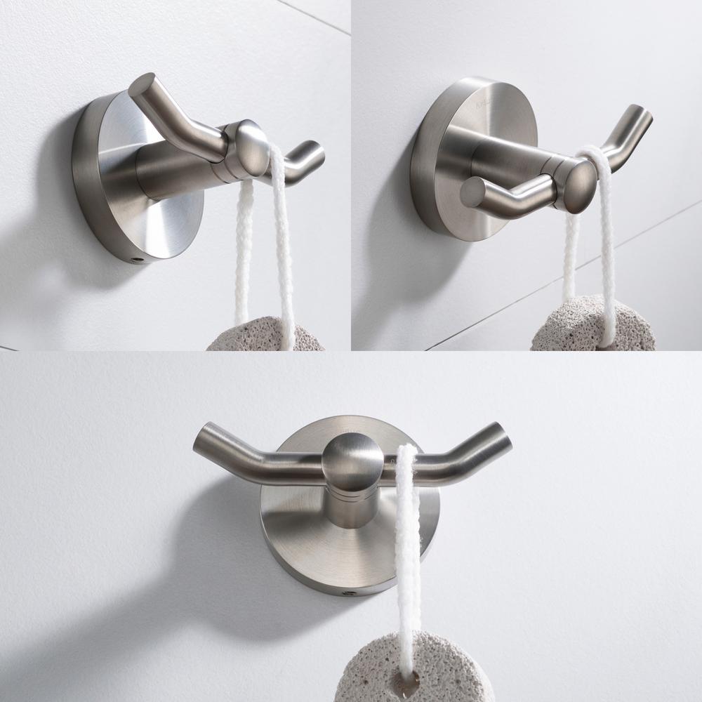 Kraus Elie Double Robe and Towel Hook, Brushed Nickel