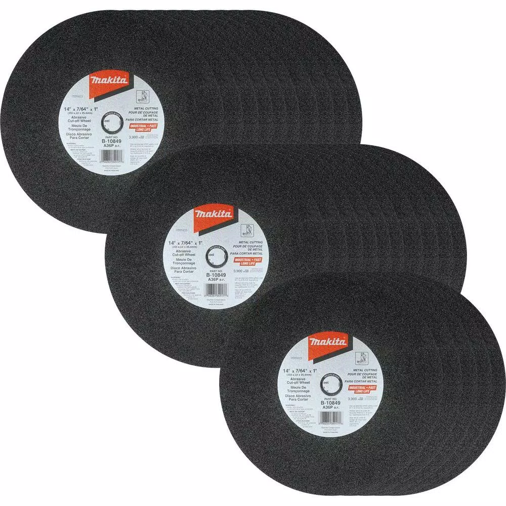 Makita 14 in. x 7/64 in. x 1 in. Abrasive Cut-Off Wheels, Aluminum Oxide (25-Pack)