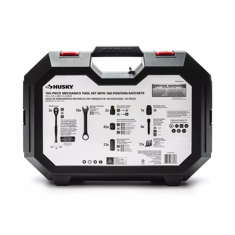 Husky 105-Piece 100-Position Universal Mechanics Tool Set, SAE and Metric