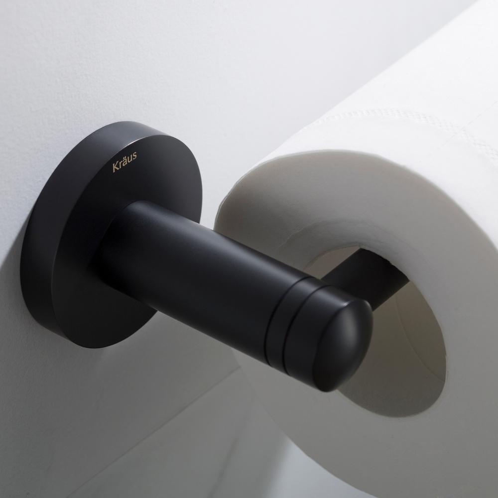 KRAUS Elie Matte Black Solid Brass Toilet Paper Holder