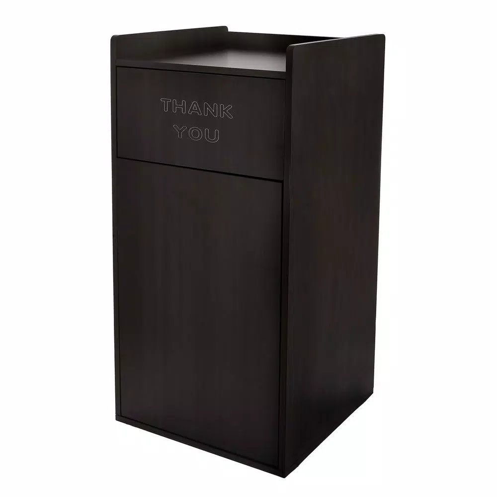 Alpine Industries 40 Gal. Black Wood Commercial Tray Top Waste Enclosure Trash Receptacle
