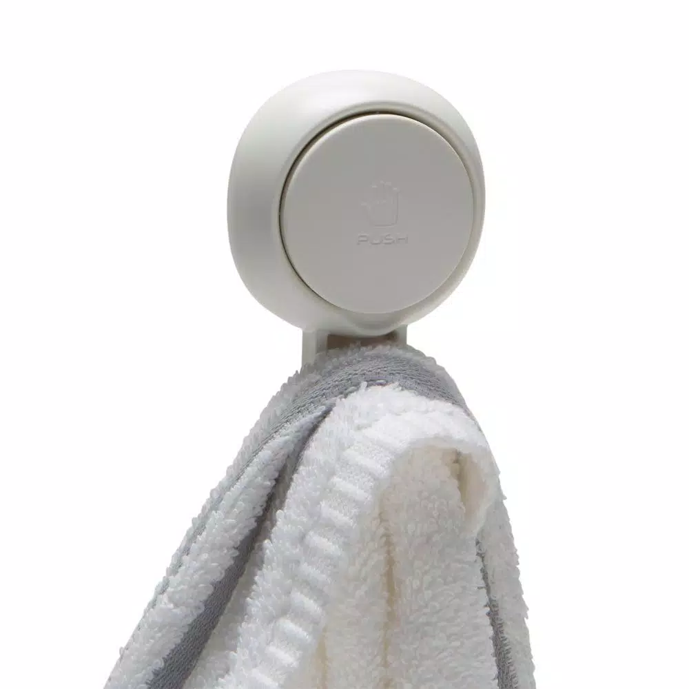 Bath Bliss 4 Pack Gel-Suction Power Hooks, Heavy Duty White Robe and Towel Hooks