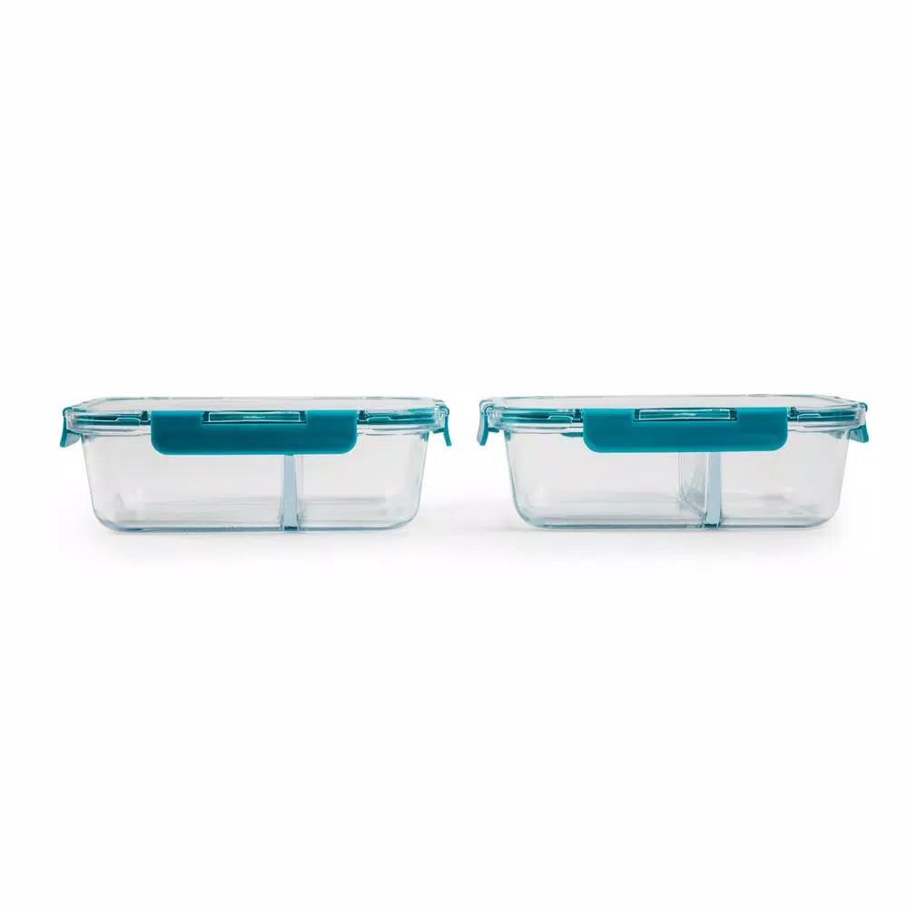 Manna TruDivide 46 oz. Glass Food Storage Container with 2-Compartment Leakproof Lid (2-Pack)