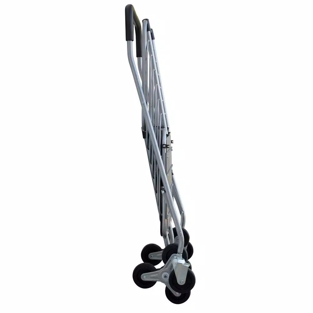 Milwaukee Silver Steel Easy Climb 3-Wheel Shopping Cart with Accessory Basket, 75 lb Capacity