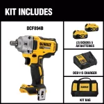 DEWALT 20V MAX XR 1/2 in. Brushless Mid-Range Impact Wrench Kit with (2) 5.0Ah Batteries thumbnail 2